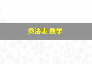 乘法表 数学